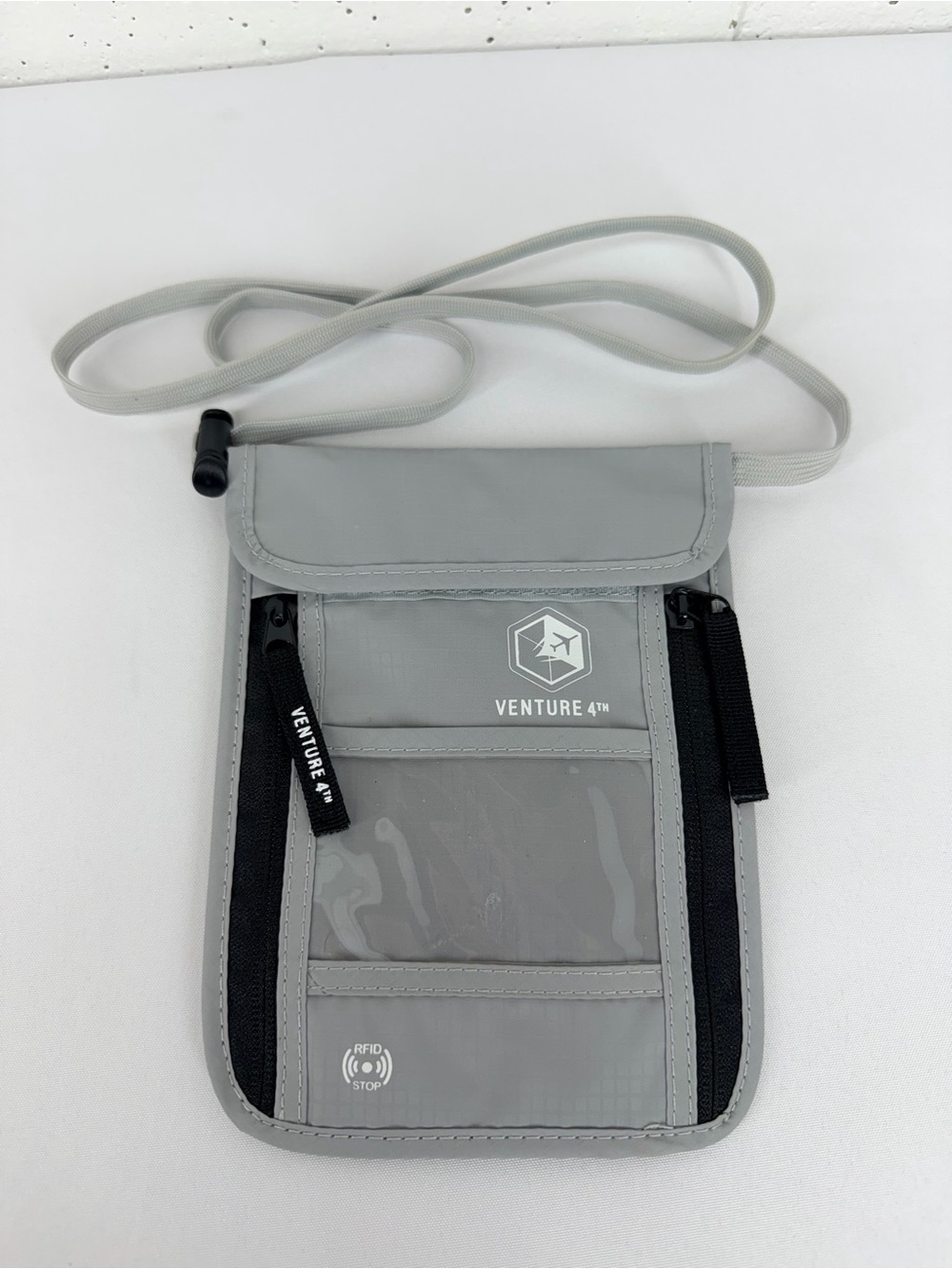 Venture 4th Gray Silver RFID Travel Neck Wallet